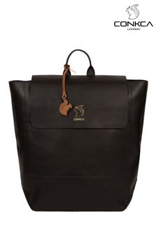 Black Leather Backpack 'Simone' by Conkca London