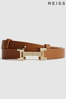 Reiss Tan Hayley Leather Square Hinge Belt (T42016) | €68