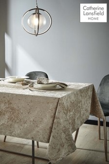 Catherine Lansfield Natural Crushed Velvet Table Cloth (T42253) | $27 - $33