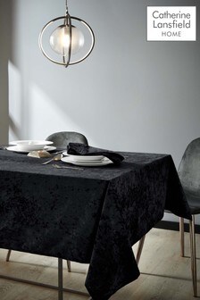 Catherine Lansfield Black Crushed Velvet Table Cloth (T42254) | 24 € - 30 €