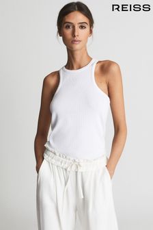 Reiss White Mirabel Ribbed Jersey Racer Tank Top (T42788) | €51