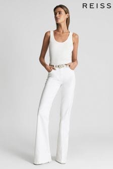Reiss White Beau High Rise Skinny Flared Jeans (T43016) | 992 QAR
