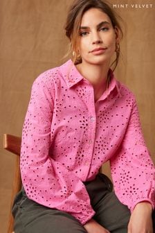 Mint Velvet Pink Broderie Anglaise Shirt (T43112) | 267 zł