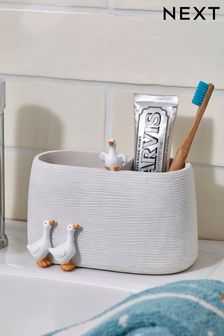 White Geese Toothbrush Tidy