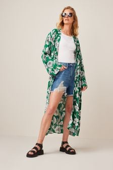 Zelena - Kimono srajca s potiskom (T43248) | €14
