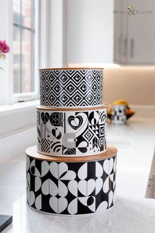 Beau And Elliot Black Set of 3 Monochrome Nesting Tins (T43707) | €50