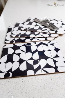 Beau And Elliot Set of 4 White Monochrome Brokenhearted Placemats (T43710) | 38 €