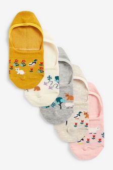 Spring Animals Pattern Invisible Trainer Socks 5 Pack (T44172) | €7
