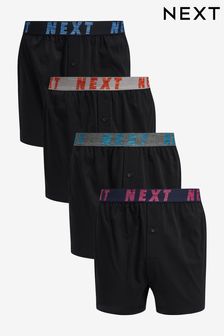 Black Colour Marl Waistband 4 pack Loose Fit Pure Cotton Boxers (T44399) | $39