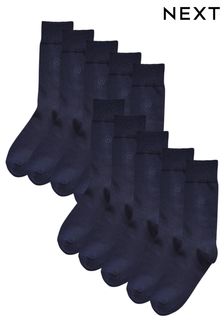Navy Blue Logo 10 Pack Embroidered Lasting Fresh Socks (T44406) | AED92