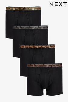 Black Metallic Pattern Waistband 4 pack A-Front Boxers (T44506) | €30