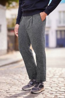 Brown Dogtooth Relaxed Tapered Nova Fides Formal Trousers (T44602) | €18.50