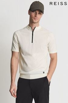 Natur - Reiss Oval Polo-Shirt mit Stehkragen und kurzem Reißverschluss (T44692) | 148 €