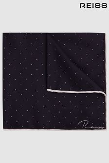 Темно-синий - Шелковый платок для пиджака в горошек Reiss Liam (T44731) | €58