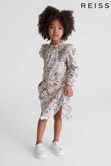 Reiss Coral Lil Junior Printed Ruffle Dress (T44763) | OMR51