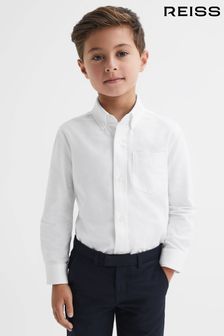 Reiss White Greenwich Junior Slim Fit Button-Down Oxford Shirt (T44813) | ₪ 204