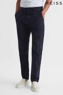Reiss Navy Pitch Slim Fit Washed Chinos (T44857) | 647 QAR