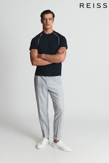 Reiss Navy Stratford Mercerised Crew Neck T-shirt With Piping (T44900) | 360 zł