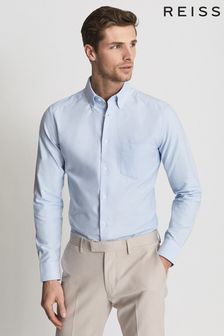 Reiss Soft Blue Soft Wash Button Down Oxford Shirt (T44919) | HK$978