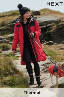 Red Colourblock Elements Thermal Padded Coat with Hood (T45286) | €118