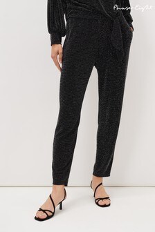 Phase Eight Black Saskia Shimmer Tapered Jersey Trousers (T45323) | €43