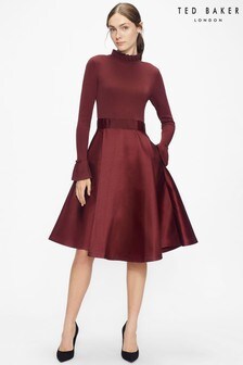 Ted Baker Purple Zadi Knitted Frill Full Skirt Dress (T45489) | 262 €