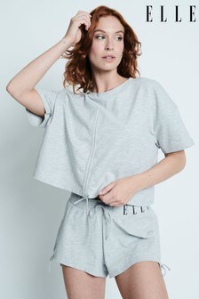 ELLE Grey Loungewear Tie Detail Cropped T-Shirt (T45519) | 34 €