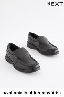 Black Wide Fit (G) School Leather Loafer Shoes (T45550) | $51 - $69