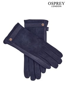 Marineblau - OSPREY LONDON The Ella Handschuhe aus Veloursleder und Leder (T45563) | 40 €