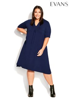 Evans Womens Blue Elyah Short Sleeve Plain Dress (T45704) | €40
