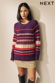 Berry Red Ribbed Crew Neck Jumper (T45950) | €12