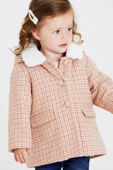 Pink/Cream Heritage Check Borg Lined Coat (3mths-7yrs) (T46046) | €44 - €50