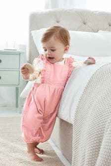 Pink Frill Baby 2 Piece Baby Frill Dungarees And Bodysuit Set (0mths-2yrs) (T46189) | €28 - €30