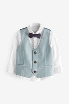 Blue Waistcoat &amp; Shirt Set Waistcoat, Shirt & Bow Tie Set (3mths-9yrs) (T46670) | $44 - $51