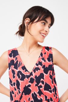 Pink Animal Linen Blend Summer Shift Dress (T46735) | 16 €