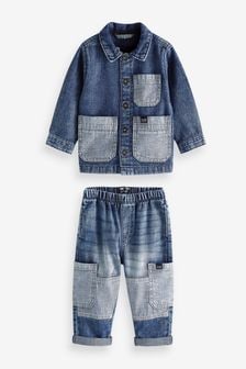 Blue Denim Patch Shacket and Jean Set (3mths-9yrs) (T46755) | 20 € - 25 €