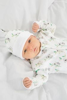 Weiß/Koala - Jojo Maman Bébé Bedruckter Baby-Schlafanzug aus Baumwolle mit Reißverschluss (T46839) | 32 €