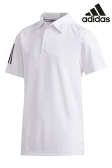 adidas Golf 3 Stripe White Polo Shirt (T46844) | 12 BD