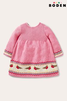 Boden Pink Fair Isle Knitted Dress