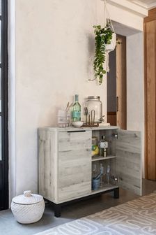 Grey Bronx Oak Effect Space Saving Small Sideboard (T46882) | €215