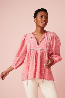 Pink Broidery Long Sleeve Overhead Top (T47211) | 19 €