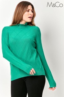 M&Co Green Frill Neck Cable Jumper (T47880) | 14 €