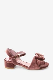 Mauve Purple Velvet Jewelled Brooch Heeled Occasion Shoes (T47899) | €21 - €25