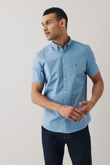 Leuchtend blau - Regular Fit - Oxford-Stretchhemd mit kurzen Ärmeln (T47986) | 28 €