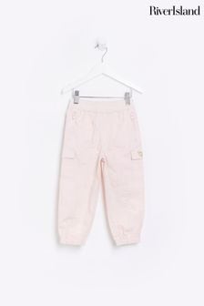 Розовые брюки-карго для девочек с эластичным поясом River Island (T48104) | €28