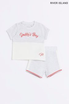 River Island Baby Boys Grey Daddys Boy Short Set (T48105) | €21