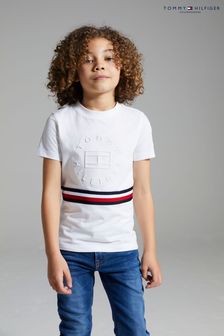 Tommy Hilfiger White Embossed T-Shirt (T48145) | kr389 - kr454