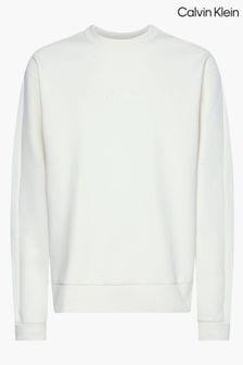 Calvin Klein White Debossed Logo Crewneck Sweater (T48354) | $181