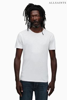 לבן - Allsaints דמות חולצת טי עם שרוולים קצרים צווארון מעוגל (T48635) | ‏246 ‏₪