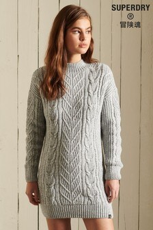 Superdry Grey Florence Cable Knitted Dress